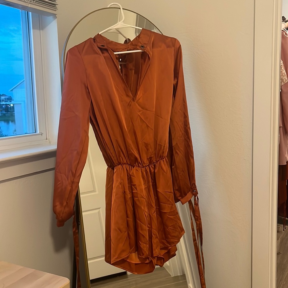 Burnt Orange Satin Romper